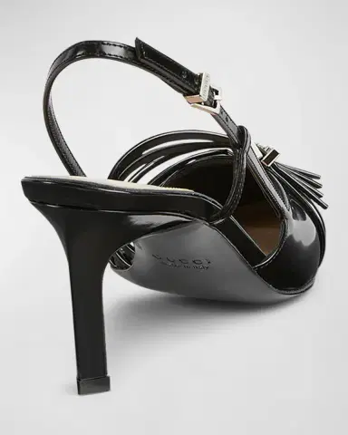 Gucci Regent Leather Buckles Slingback Pumps | Thumbnail 3