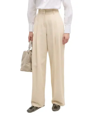 Brunello Cucinelli High-Rise Pleated Cotton-Twill Straight-Leg Trousers | Thumbnail 1