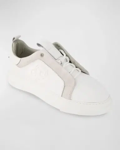Karl Lagerfeld Paris Men's Leather and Suede Karl Head Low-Top Sneakers | Thumbnail 2 Karl Lagerfeld Paris Men's Leather and Suede Karl Head Low-Top Sneakers | Thumbnail 2