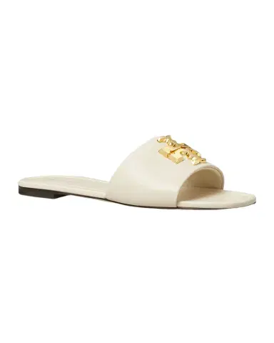 Tory Burch Eleanor Leather Medallion Flat Slide Sandals | Thumbnail 1 Tory Burch Eleanor Leather Medallion Flat Slide Sandals | Thumbnail 1