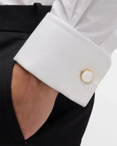 Link Up Men 's Classic Round Mother-Of-Pearl Cufflink Stud Set | Thumbnail 2