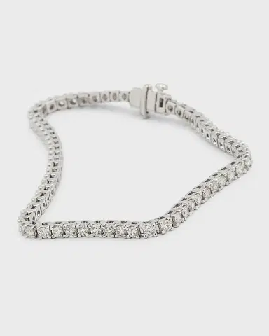 Neiman Marcus Diamonds 18K White Gold Round Diamond Bracelet, 7"L, 3.0tcw | Thumbnail 3