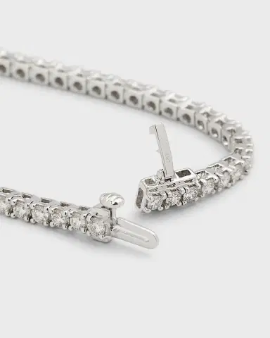 Neiman Marcus Diamonds 18K White Gold Round Diamond Bracelet, 7"L, 3.0tcw | Thumbnail 4