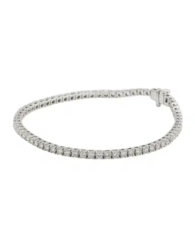 Neiman Marcus Diamonds 18K White Gold Round Diamond Bracelet, 7"L, 3.0tcw | Thumbnail 1