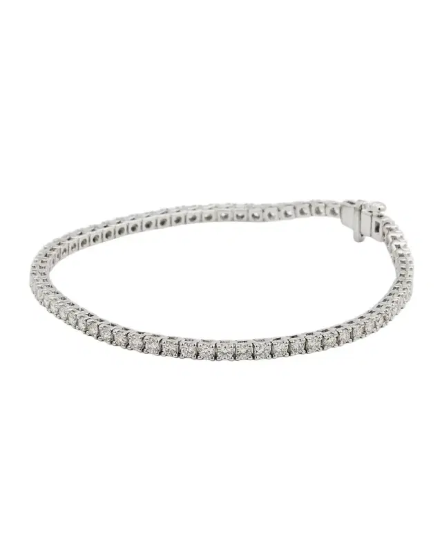 18K White Gold Round Diamond Bracelet, 7"L, 3.0tcw