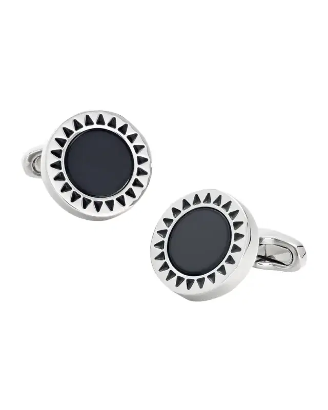 Men 's Round Enamel Sunburst Cufflinks