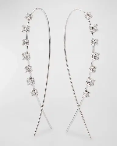 LANA 14K Gold Solo Mini Narrow Upside Down Hoop Earrings with Diamonds, 41mm | Thumbnail 2