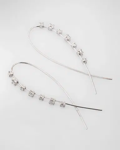 LANA 14K Gold Solo Mini Narrow Upside Down Hoop Earrings with Diamonds, 41mm | Thumbnail 3