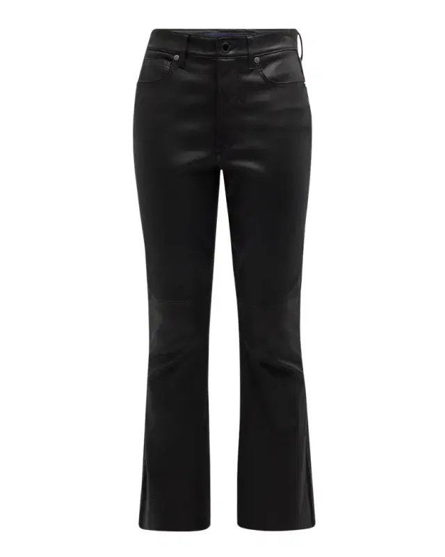 Veronica Beard Carson Leather High-Rise Ankle Flare Jeans