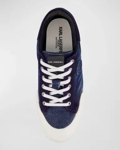 Karl Lagerfeld Paris Men's Denim Side Logo Low-Top Sneakers | Thumbnail 3