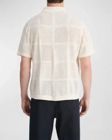 Vince Men 's Patchwork Pointelle Camp Shirt | Thumbnail 2