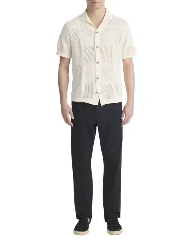 Vince Men 's Patchwork Pointelle Camp Shirt | Thumbnail 1