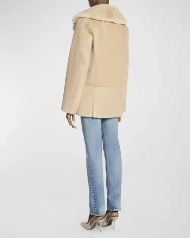 Saint Laurent Manteau Double-Breasted Faux Fur Jacket | Thumbnail 4