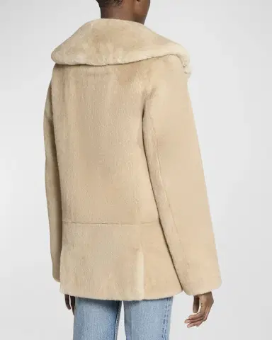 Saint Laurent Manteau Double-Breasted Faux Fur Jacket | Thumbnail 6