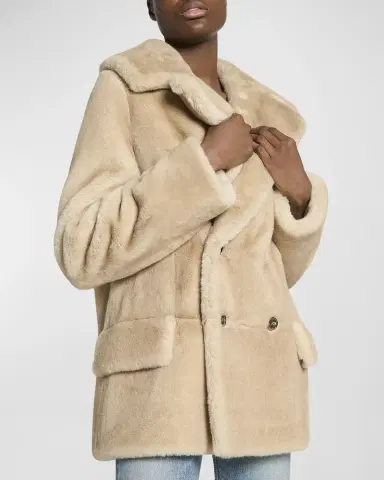 Saint Laurent Manteau Double-Breasted Faux Fur Jacket | Thumbnail 7