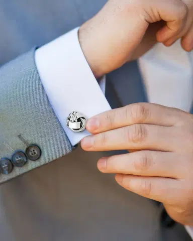 Link Up Men 's Silvertone Knot Cufflinks | Thumbnail 2
