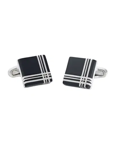 Link Up Men 's Square Enamel Plaid Cufflinks | Thumbnail 1