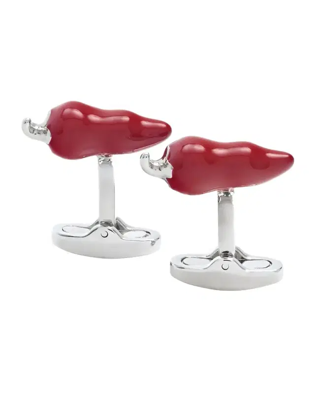 Men 's Enamel Red Chili Pepper Cufflinks