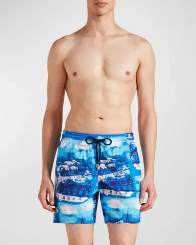 Vilebrequin Men's Paris-Print Swim Shorts | Thumbnail 3 Vilebrequin Men's Paris-Print Swim Shorts | Thumbnail 3