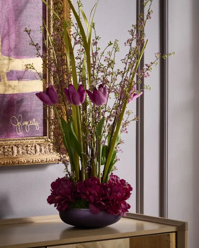 John-Richard Collection Eggplant Peonies 37" Faux Floral Arrangement