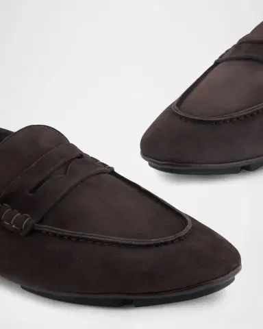 Giorgio Armani Men's Suede Driver Penny Loafers | Thumbnail 4 Giorgio Armani Men's Suede Driver Penny Loafers | Thumbnail 4