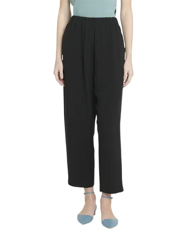 Mid-Rise Relaxed Straight-Leg Ankle Silk Cady Pants