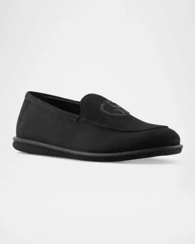 Giorgio Armani Men's Suede Logo Slip-On Loafers | Thumbnail 2 Giorgio Armani Men's Suede Logo Slip-On Loafers | Thumbnail 2