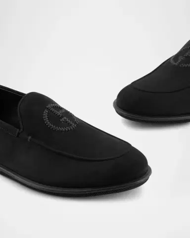 Giorgio Armani Men's Suede Logo Slip-On Loafers | Thumbnail 4 Giorgio Armani Men's Suede Logo Slip-On Loafers | Thumbnail 4