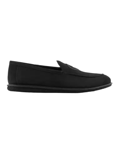 Giorgio Armani Men's Suede Logo Slip-On Loafers | Thumbnail 1 Giorgio Armani Men's Suede Logo Slip-On Loafers | Thumbnail 1