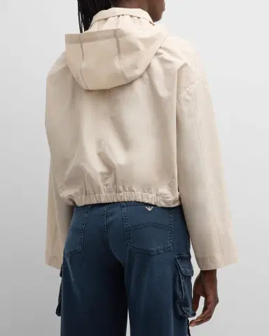 Emporio Armani Cropped Technical Cotton Windbreaker | Thumbnail 3 Emporio Armani Cropped Technical Cotton Windbreaker | Thumbnail 3