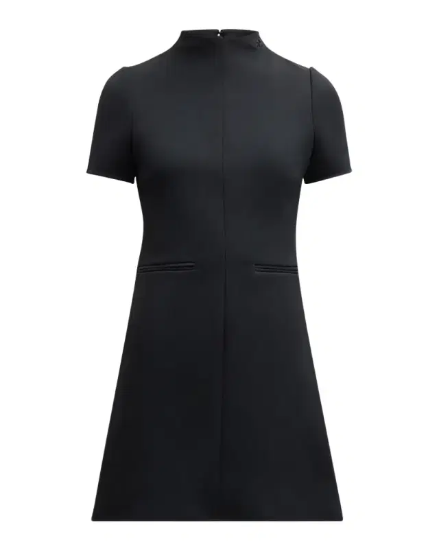 Short-Sleeve Twill A-Line Mini Dress