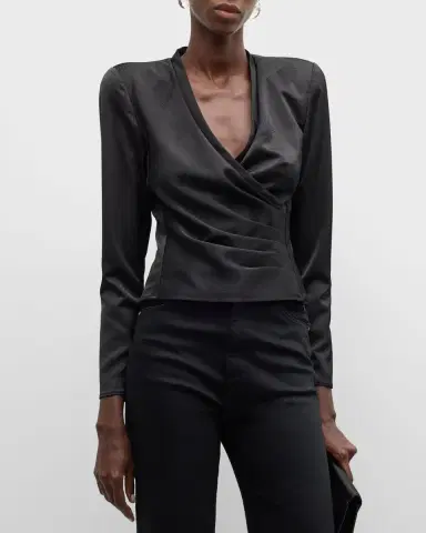Emporio Armani Pleated Crossover Blouse | Thumbnail 4