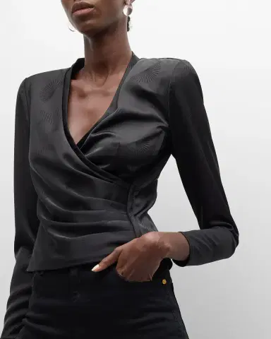 Emporio Armani Pleated Crossover Blouse | Thumbnail 7