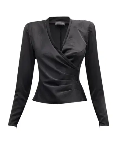 Emporio Armani Pleated Crossover Blouse | Thumbnail 1
