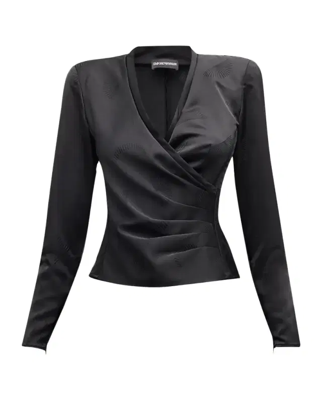 Pleated Crossover Blouse