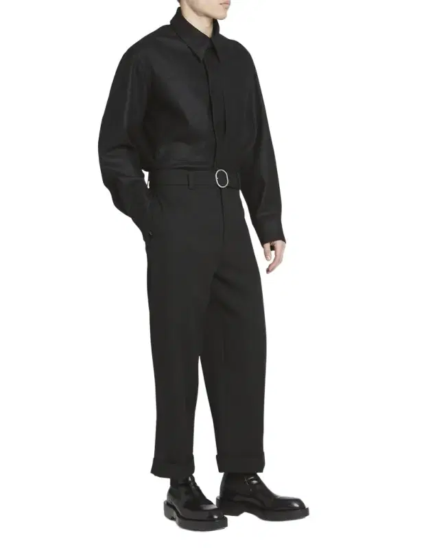 Men 's Belted Straight-Leg Cuffed Trousers