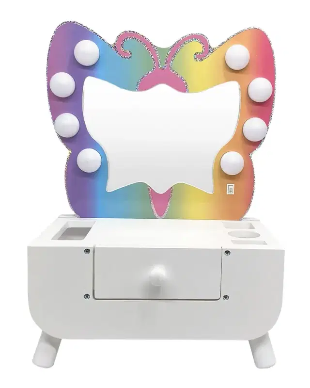 Teamson Kids Butterfly-Shaped Tabletop Vanity W/ LED Lights