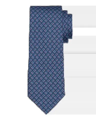 Ferragamo Men's Gancio Micro-Geometric Tie | Thumbnail 2 Ferragamo Men's Gancio Micro-Geometric Tie | Thumbnail 2