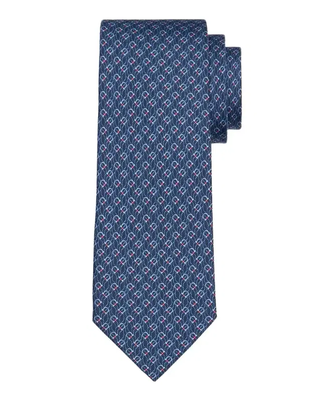 Ferragamo Men 's Gancio Micro-Geometric Tie