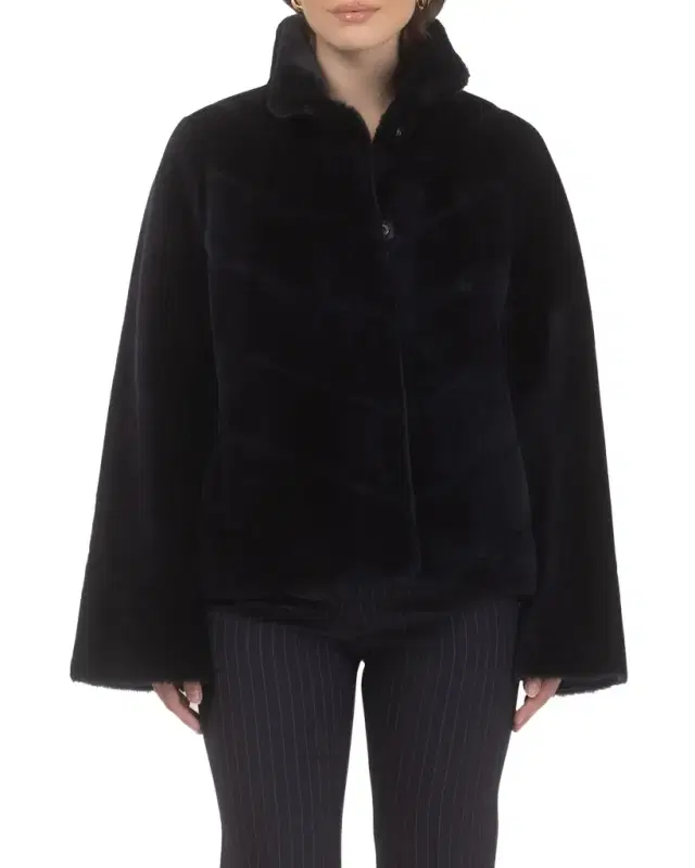 Gorski Reversible Chevron Lamb Shearling Jacket With Horizontal Sleeve
