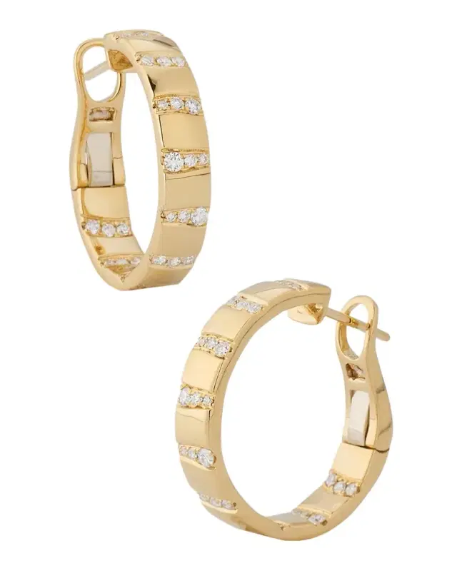 18K Yellow Gold Alma Dos Rio Diamond Hoop Earrings