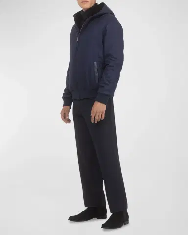 Gorski Men's Loro Piana Wool-Cashmere Jacket with Select Shearling Lamb Lining | Thumbnail 2 Gorski Men's Loro Piana Wool-Cashmere Jacket with Select Shearling Lamb Lining | Thumbnail 2