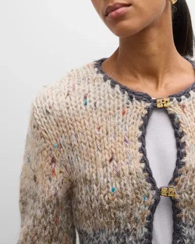 Ganni Chunky Marled Hand-Knit Cropped Cardigan | Thumbnail 5