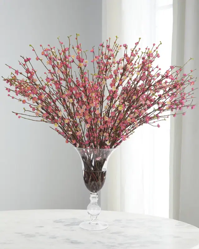 NDI Cherry Blossom 49" Faux Floral Arrangement in a Glass Urn