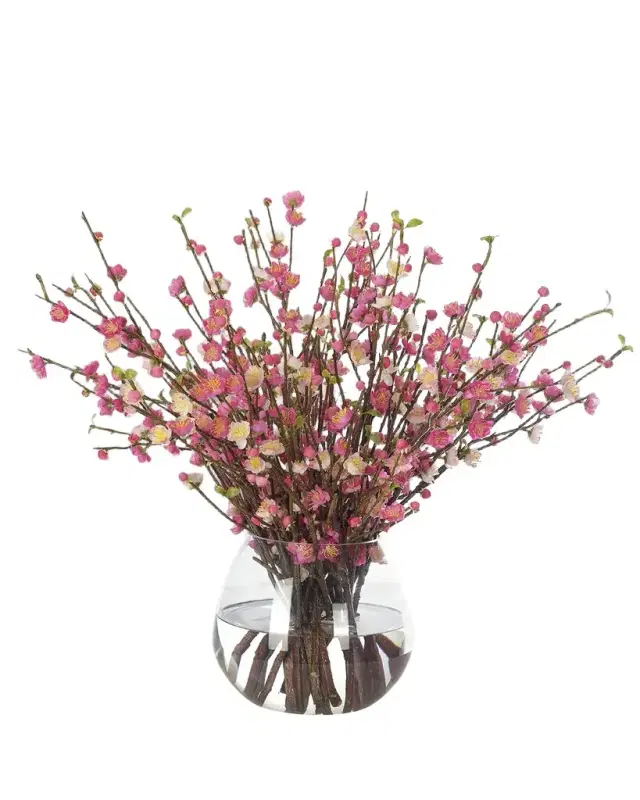 NDI Cherry Blossoms 30" Faux Floral Arrangement in a Glass Vase