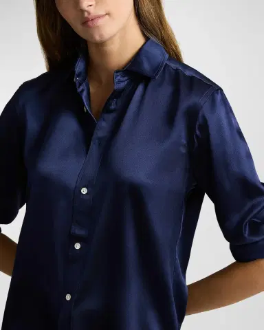 Polo Ralph Lauren Slim Fit Silk Shirt | Thumbnail 4