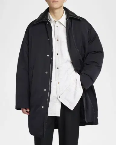 Bottega Veneta Men's Tech Puffer Jacket with Intrecciato Collar | Thumbnail 4 Bottega Veneta Men's Tech Puffer Jacket with Intrecciato Collar | Thumbnail 4