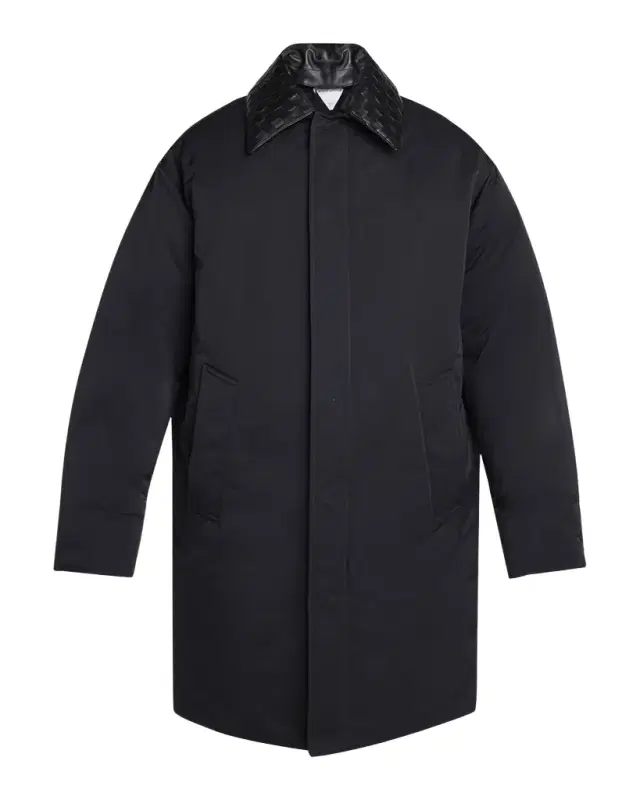Bottega Veneta Men 's Tech Puffer Jacket with Intrecciato Collar