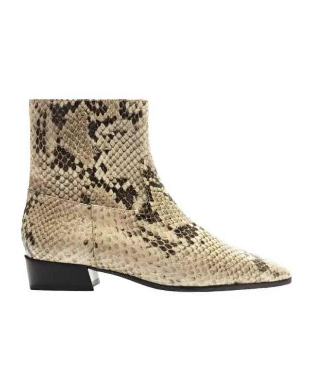 Helena Snake-Embossed Zip Ankle Booties