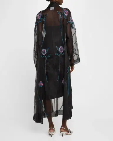 Giorgio Armani Sheer Crystal Embellished Kimono | Thumbnail 2 Giorgio Armani Sheer Crystal Embellished Kimono | Thumbnail 2